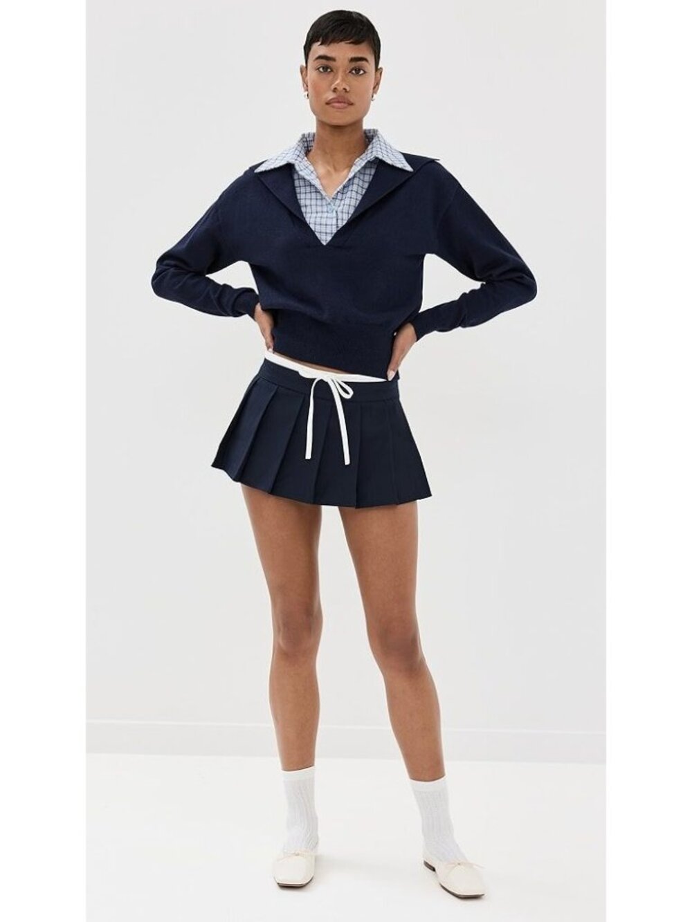 LIONESS Dynasty Mini Skort in Navy Small Womens Shorts Skirt - Picture 12 of 16